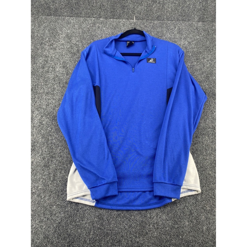 Performance Sport Cycling Jersey Thermax 1/4 Zip LS Mens Large Blue Black